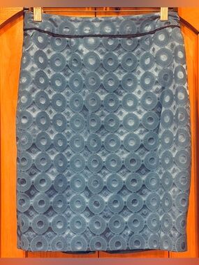 Maeve Teal Circle-Pattern Pencil Skirt